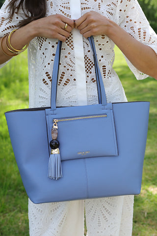Catalina Cornflower Blue Casual Tote With Pouch