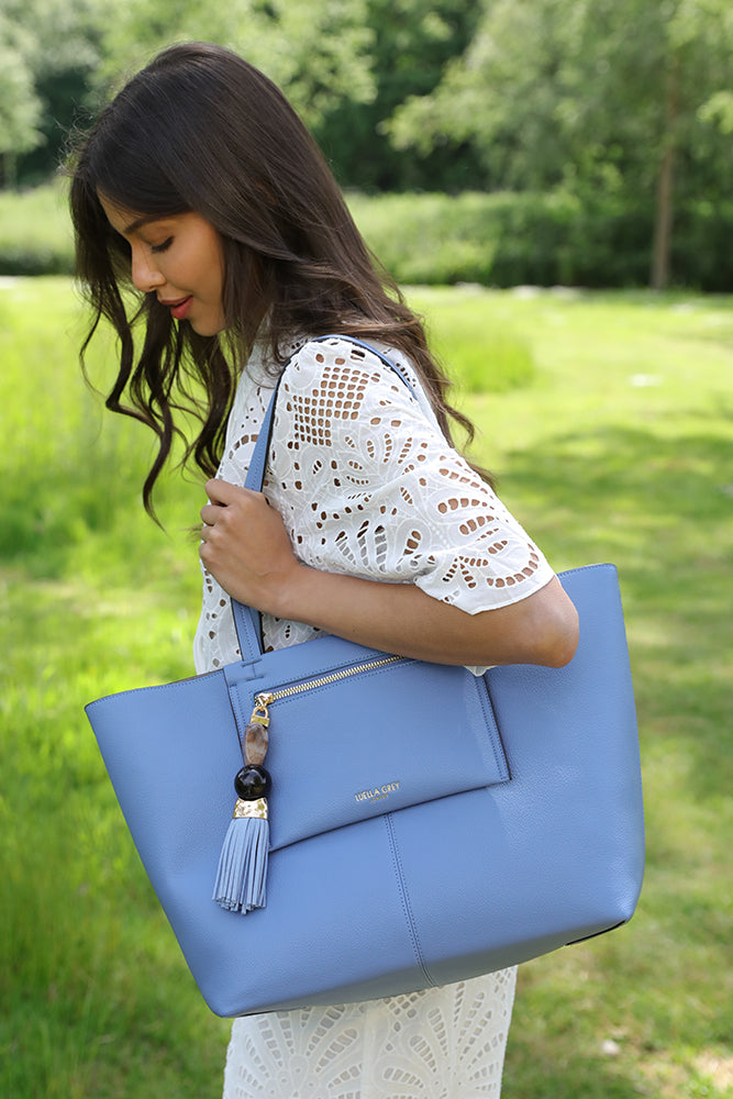 Catalina Cornflower Blue Casual Tote With Pouch