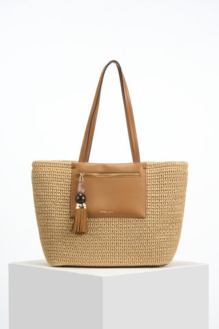 Catalina Raffia Casual Tote With Pouch