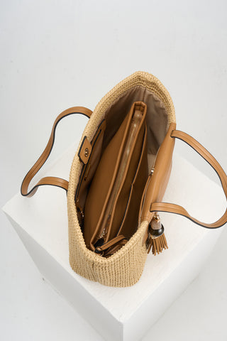 Catalina Raffia Casual Tote With Pouch