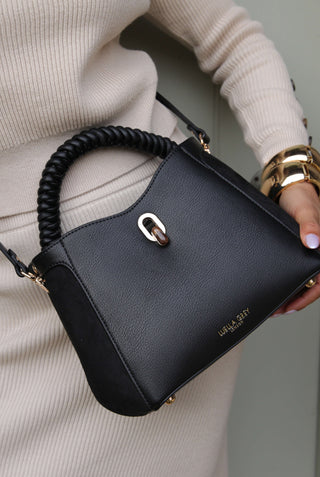 Catherine Black Woven Handle Crossbody