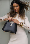 Catherine Black Woven Handle Crossbody