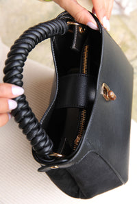 Catherine Black Woven Handle Crossbody