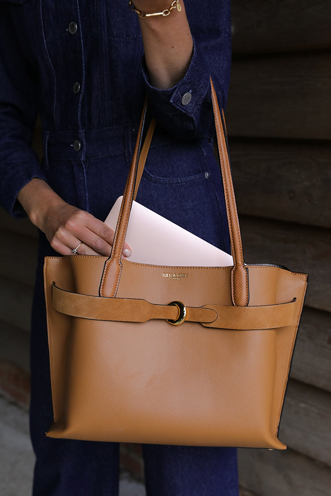 Connie Camel Laptop Tote