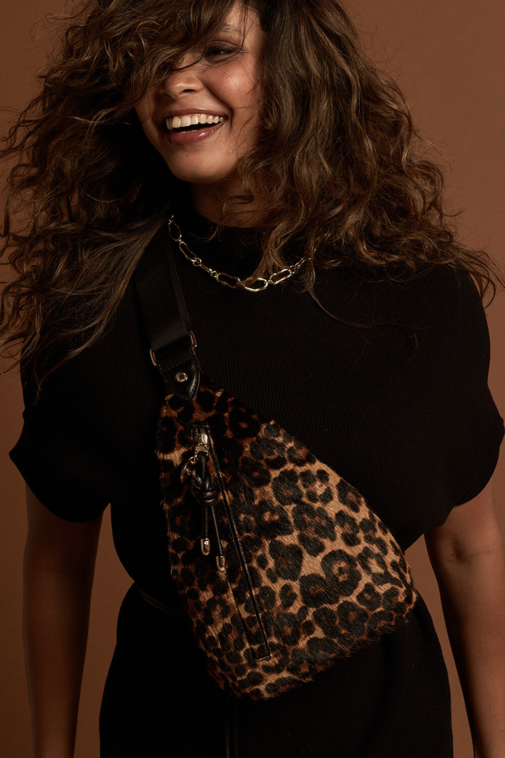 Darla Leopard Cowhide Sling Crossbody