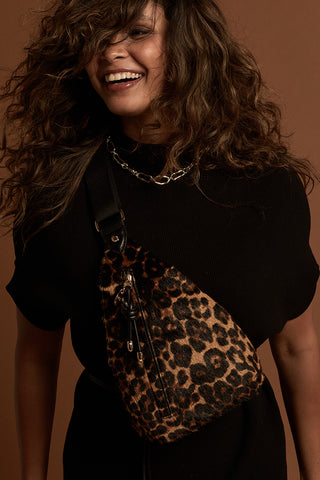 Darla Leopard Cowhide Sling Crossbody
