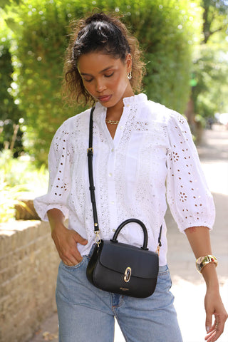 Delia Black Top Handle Crossbody