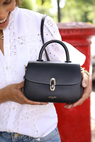 Delia Black Top Handle Crossbody