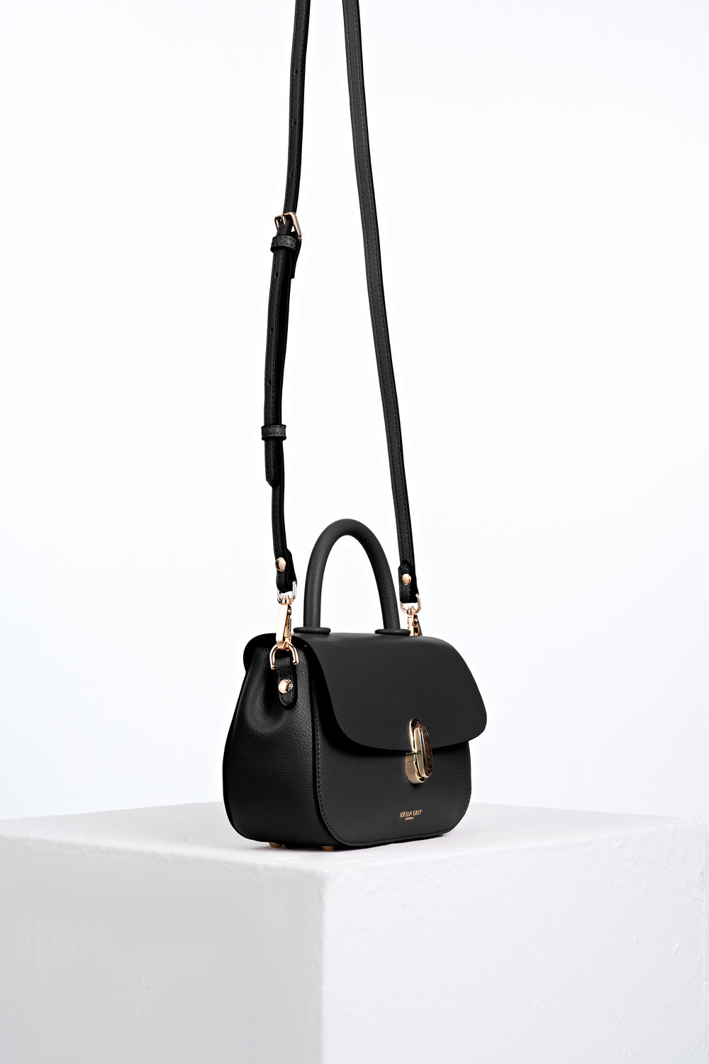 Delia Black Top Handle Crossbody