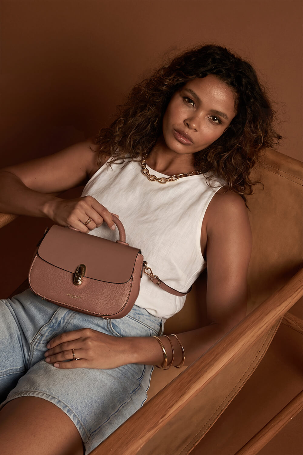 Delia Pecan Top Handle Crossbody