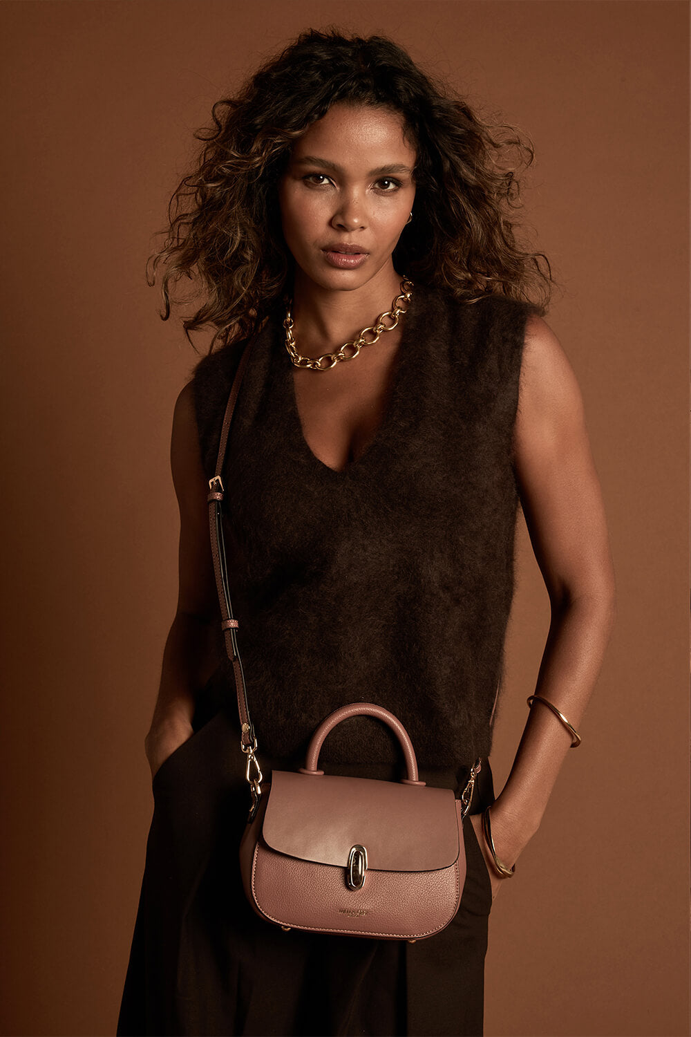 Delia Pecan Top Handle Crossbody