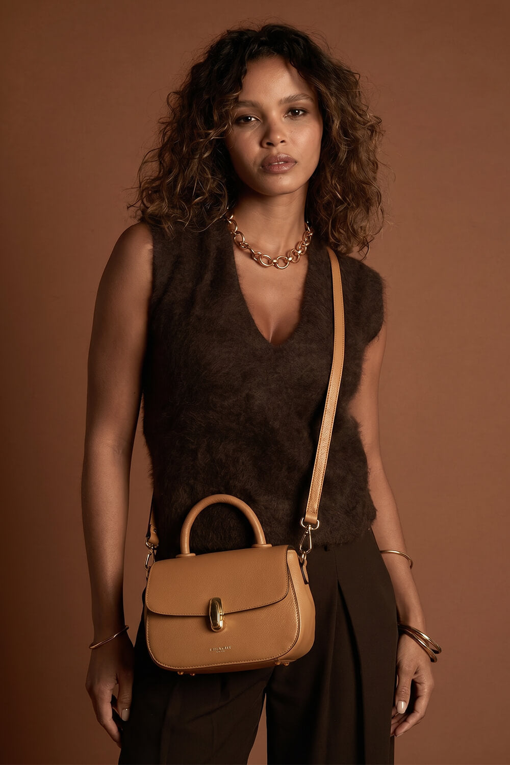 Delia Tan Top Handle Crossbody