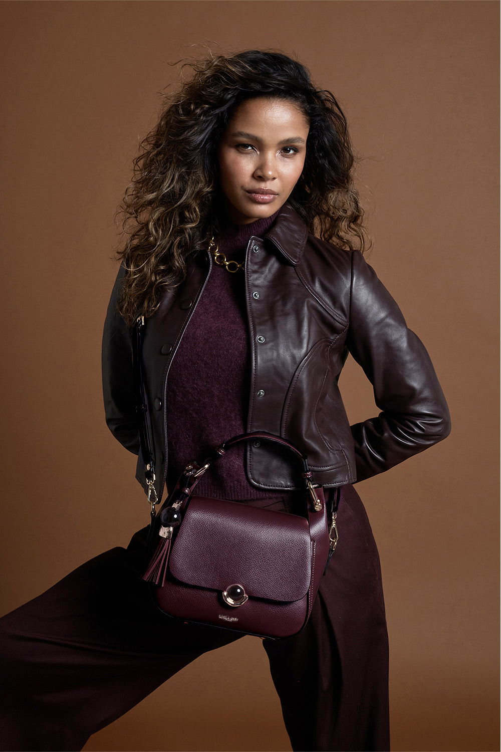 Diana Black Cherry Top Handle Crossbody
