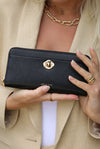 Eileen Black Zip Around Large Purse