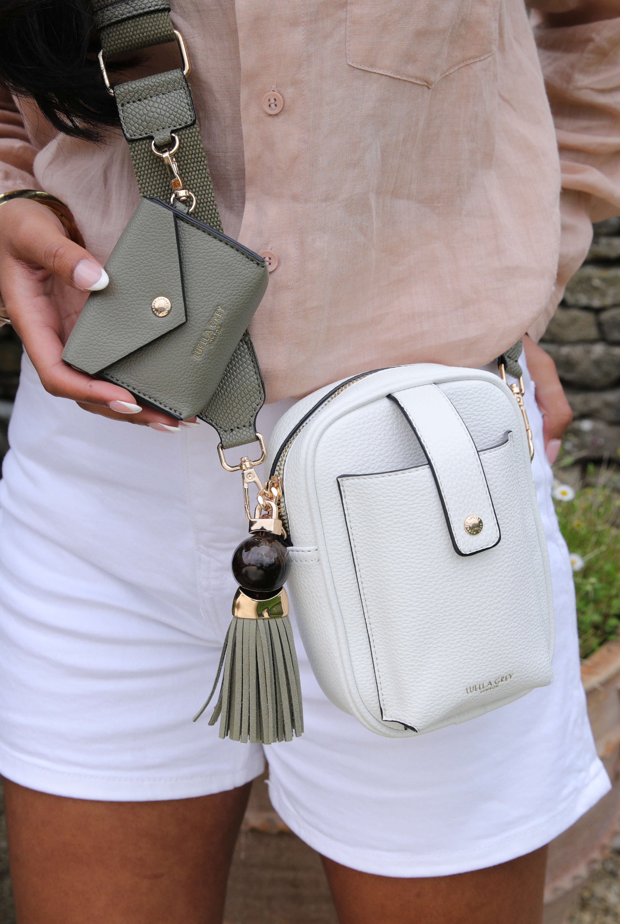 Elise White Portrait Camera Crossbody