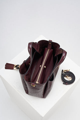 Etta Black Cherry Croc Small Tote