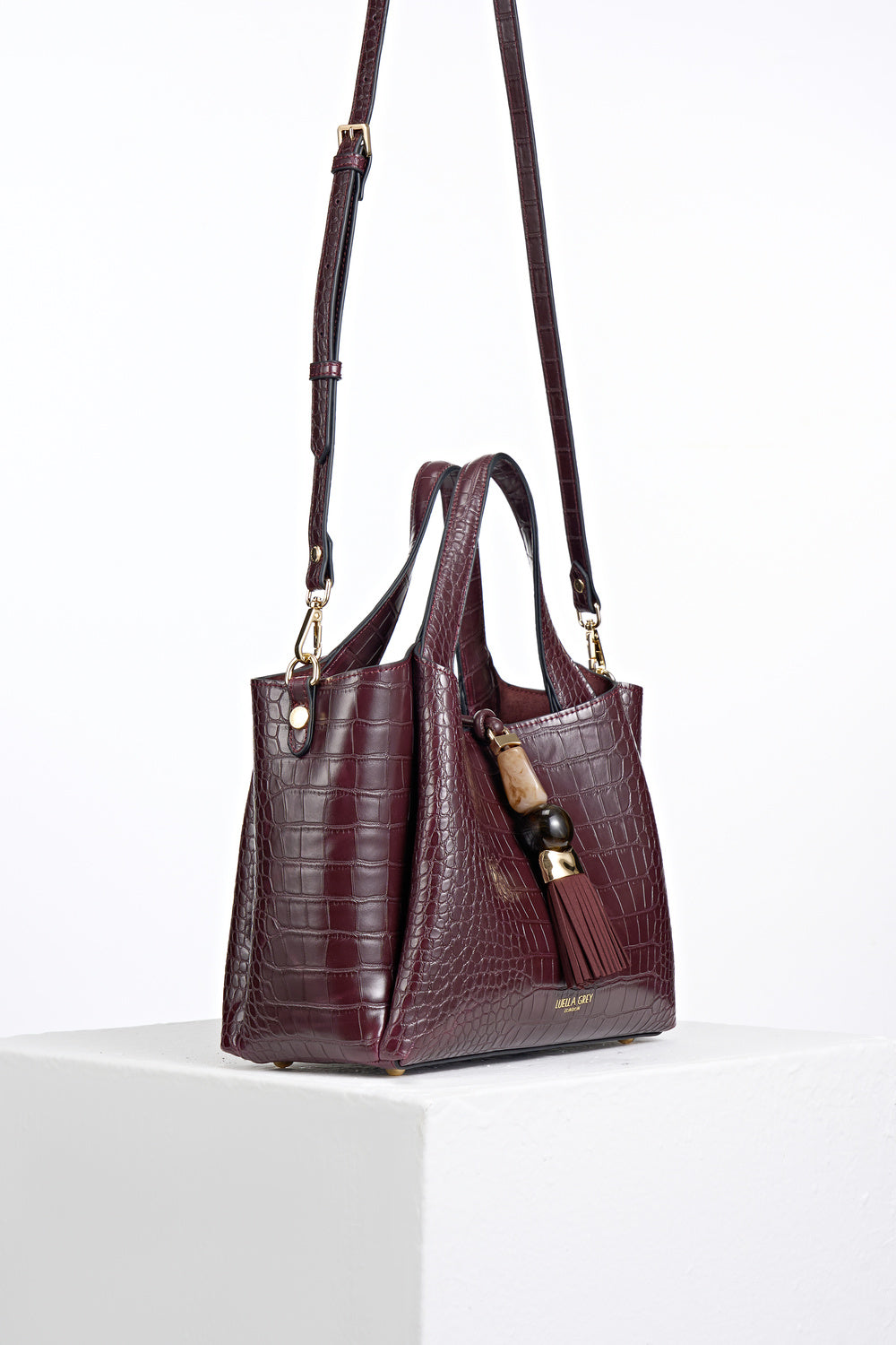 Etta Black Cherry Croc Small Tote