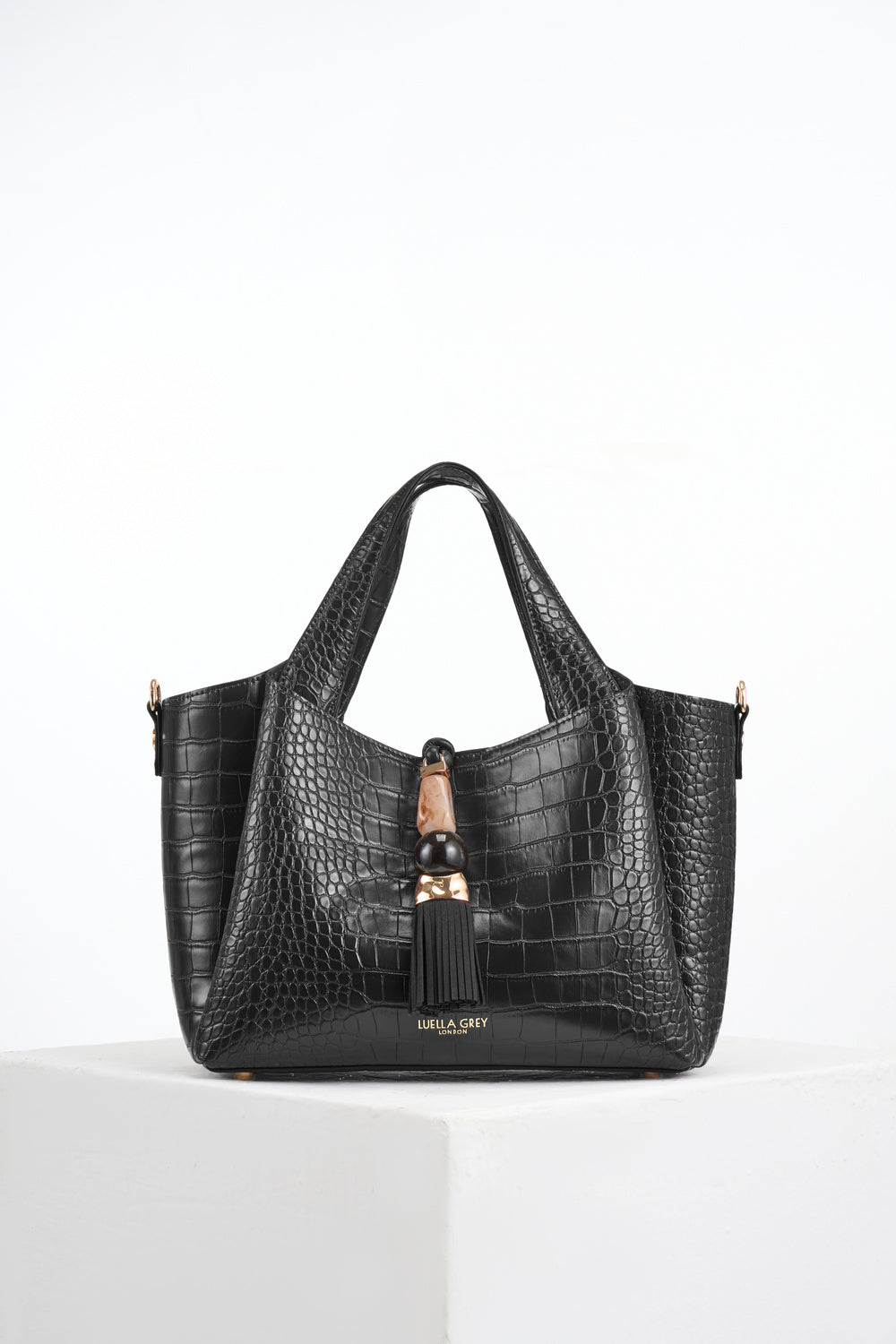 Etta Black Croc Small Tote