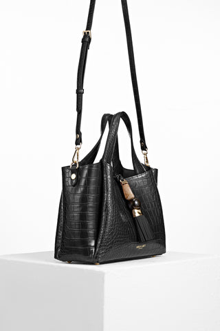 Etta Black Croc Small Tote