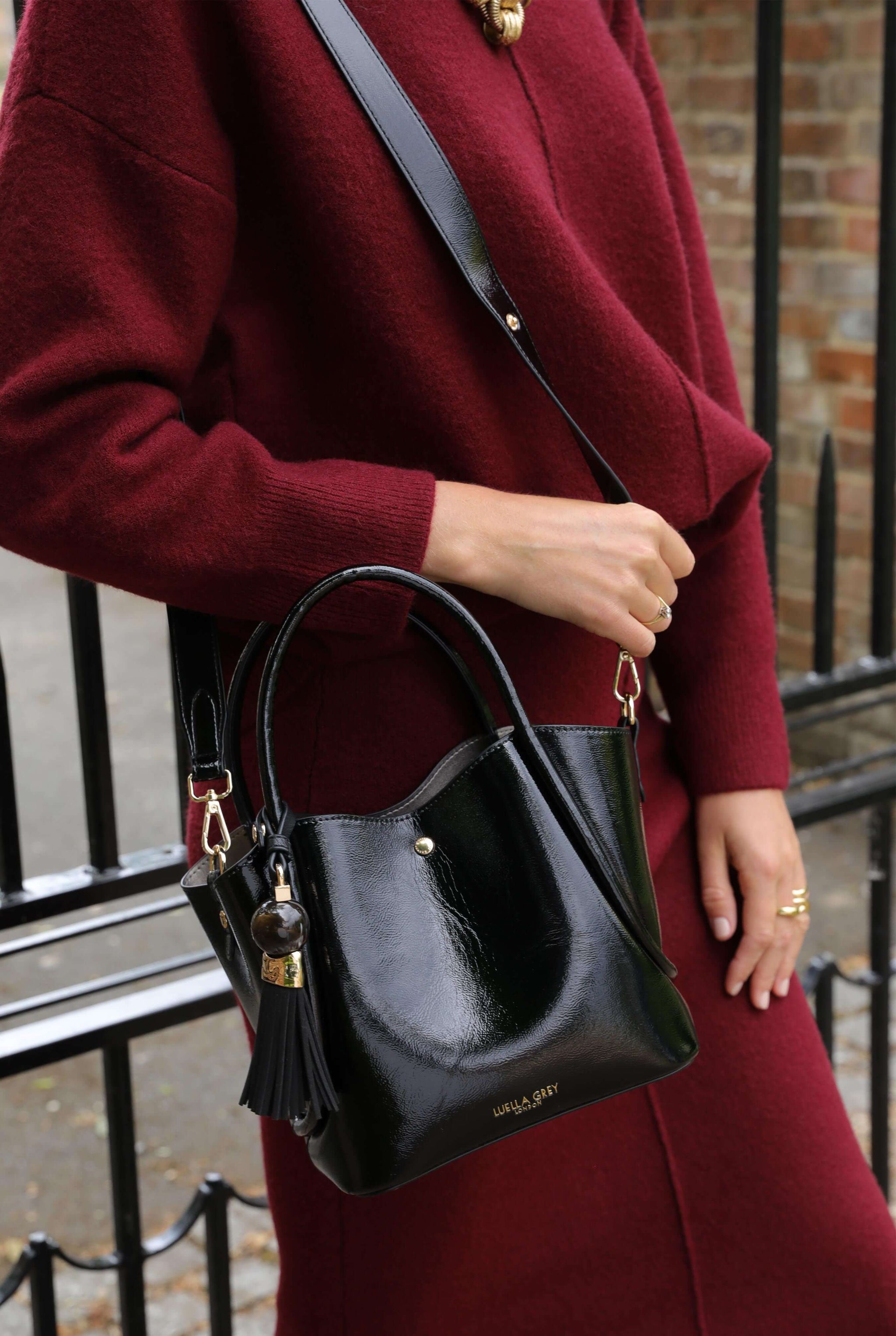 Flo Black Patent Crossbody