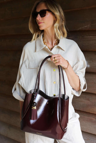 Floella Black Cherry Patent Tote
