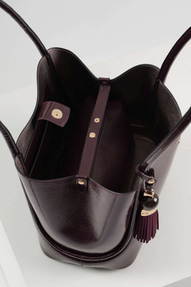 Floella Black Cherry Patent Tote