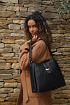 Flora Black Weave Hobo