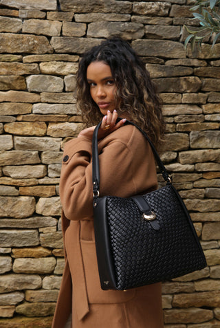 Flora Black Weave Hobo
