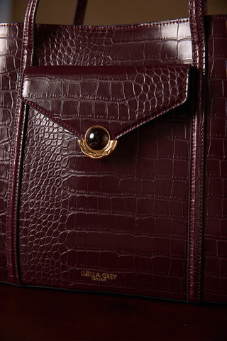 Francois Black Cherry Croc Laptop Tote