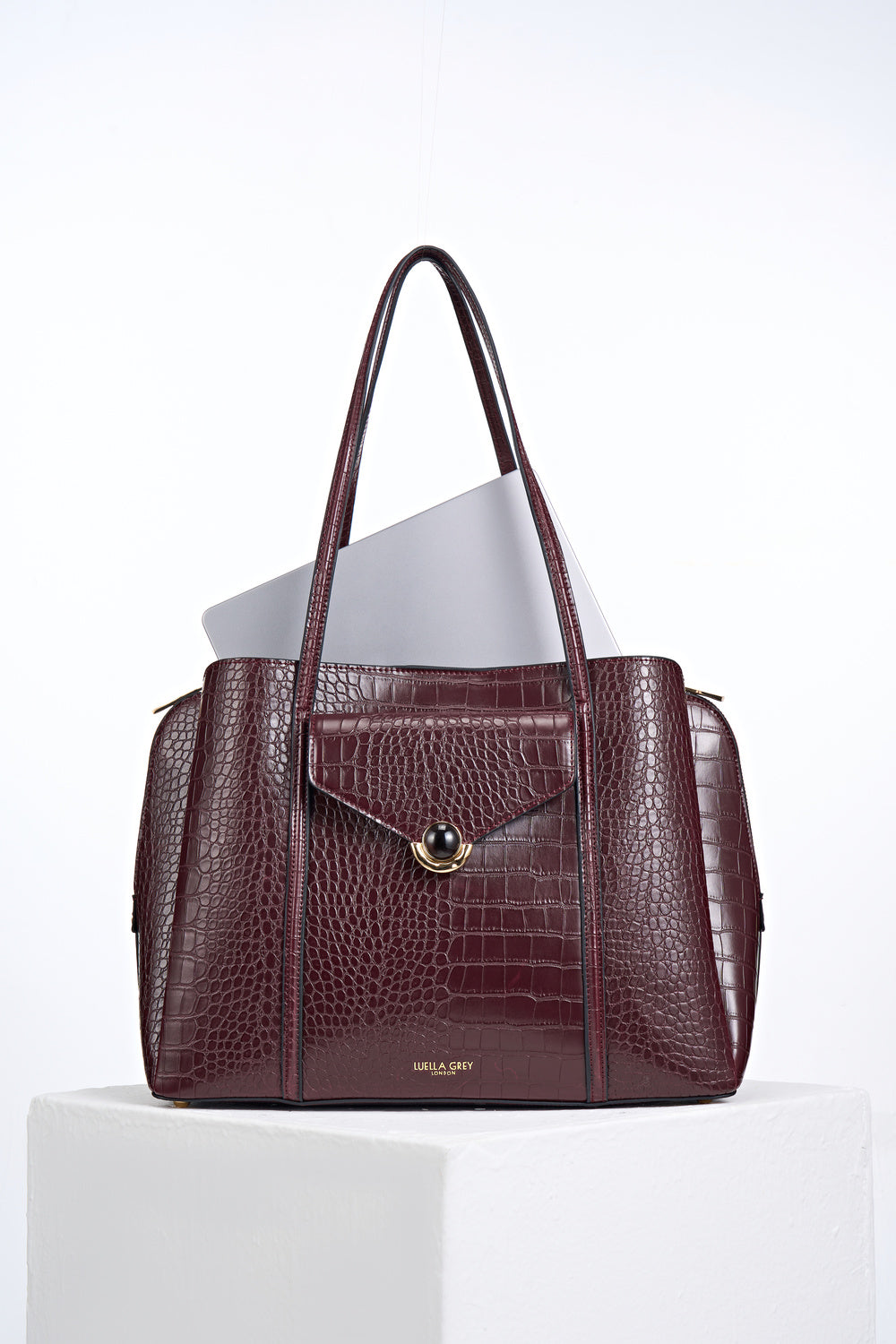 Francois Black Cherry Croc Laptop Tote