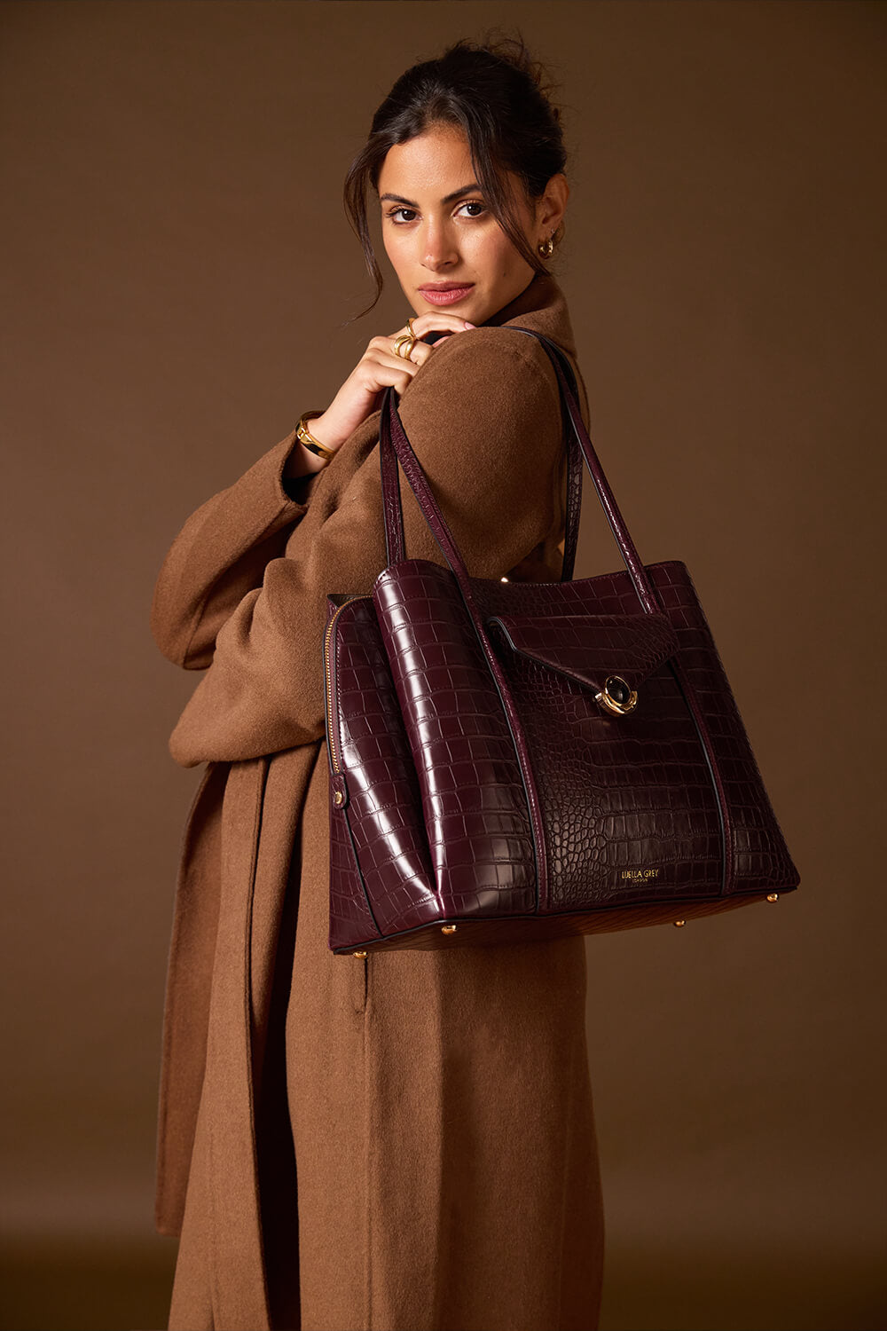 Francois Black Cherry Croc Laptop Tote