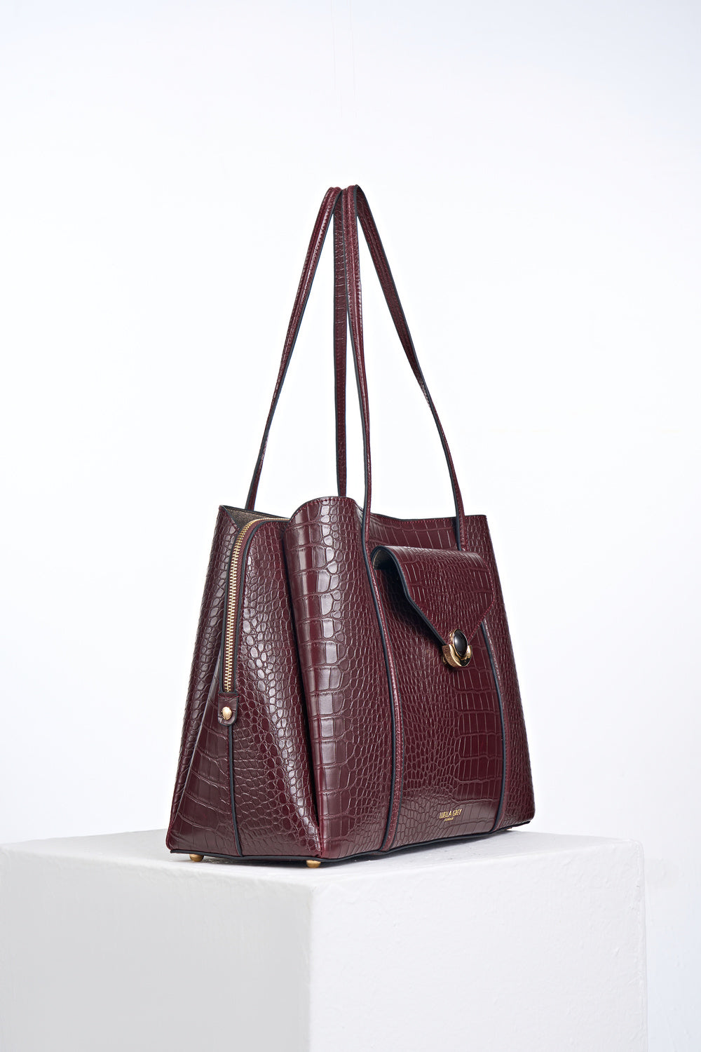 Francois Black Cherry Croc Laptop Tote