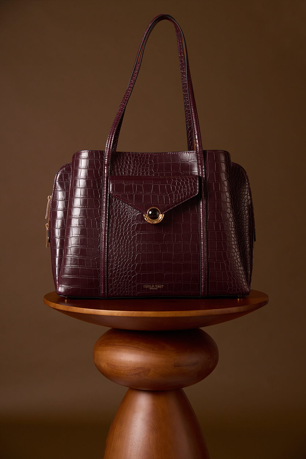 Francois Black Cherry Croc Laptop Tote