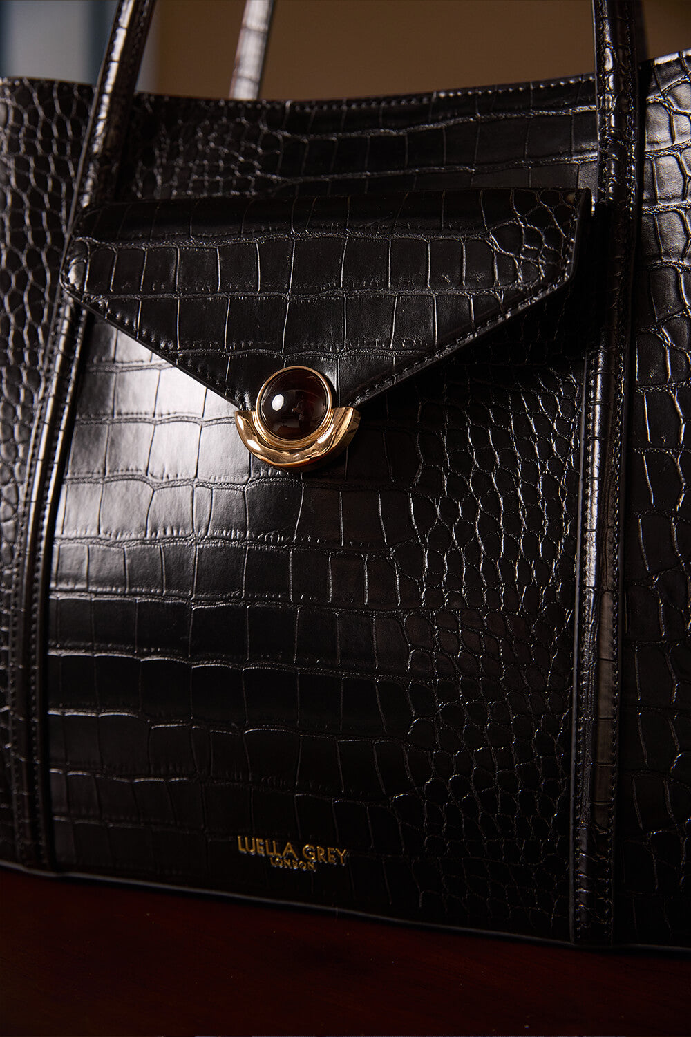 Francois Black Croc Laptop Tote