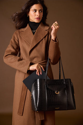 Francois Black Croc Laptop Tote