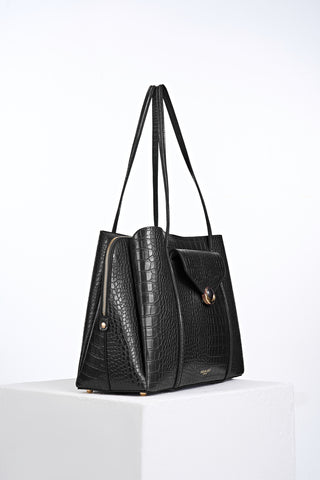 Francois Black Croc Laptop Tote