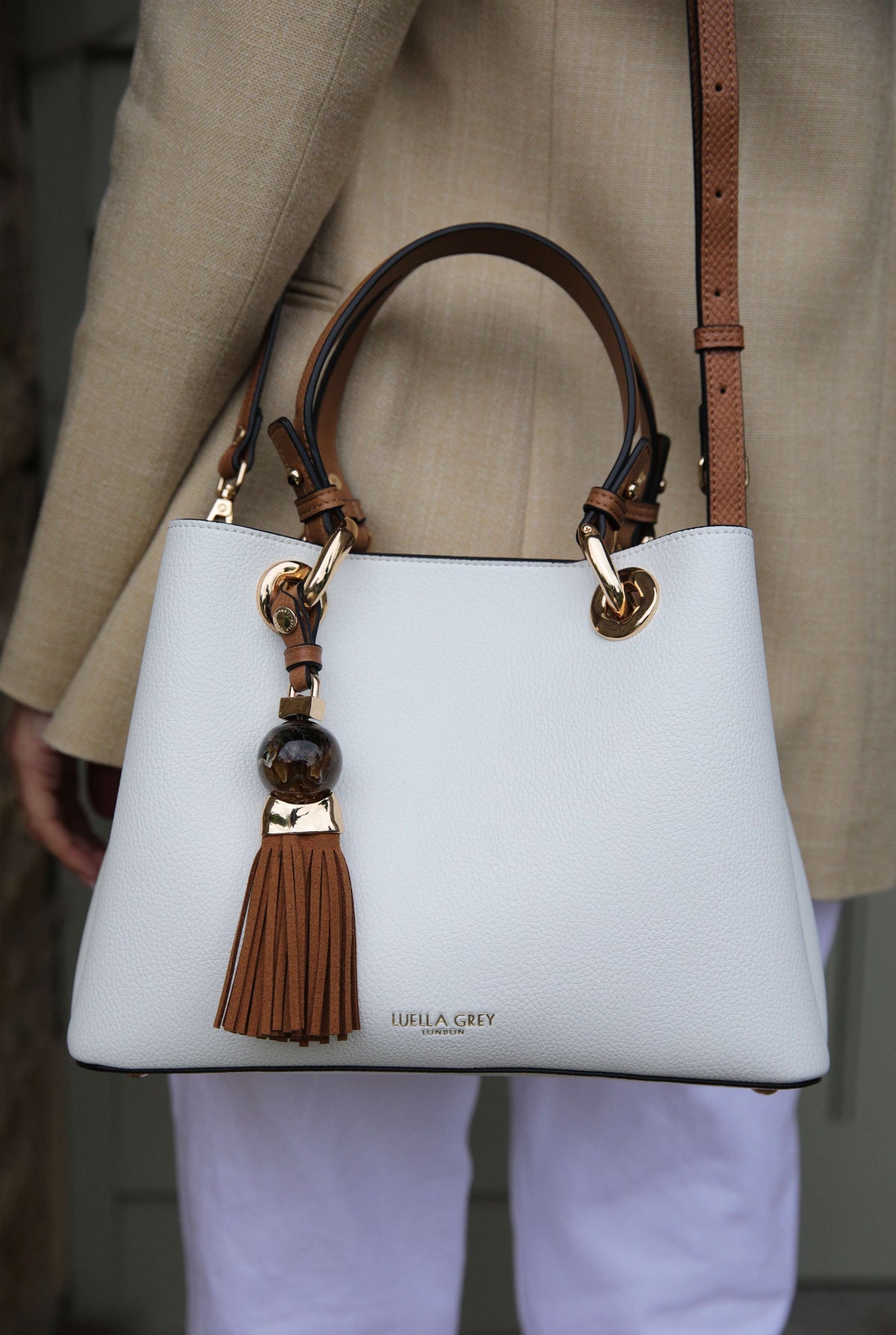 Gala White Crossbody Tote