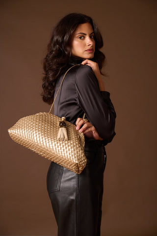 Indigo Gold Oversized Clutch