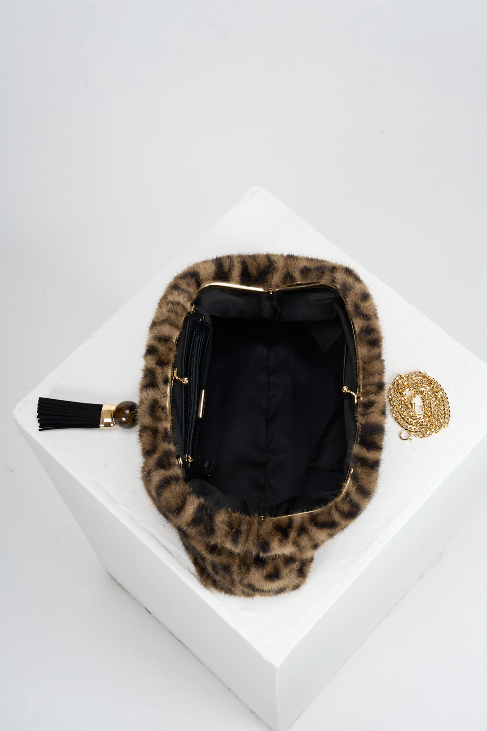 Indigo Leopard Faux Fur Oversized Clutch