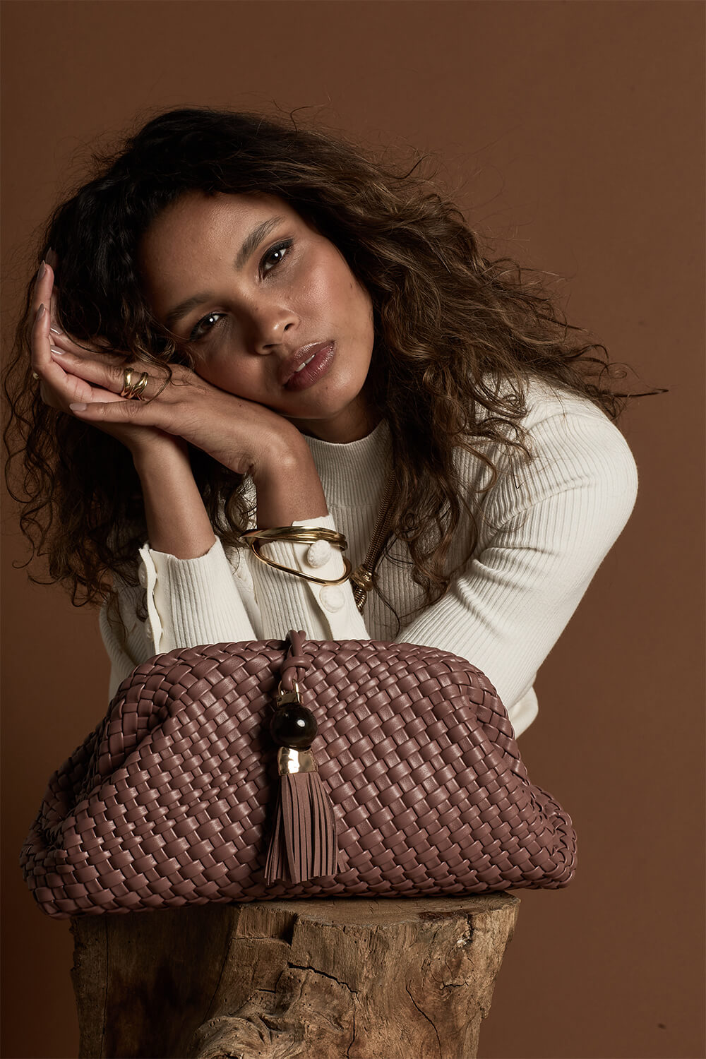 Indigo Pecan Oversized Clutch