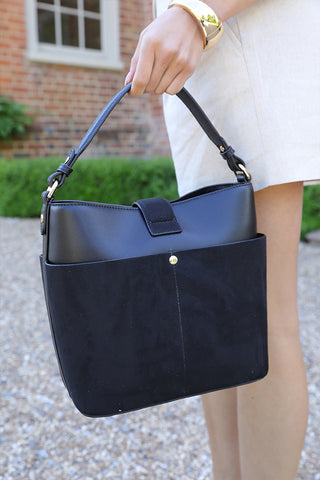 Indra Black Bucket Crossbody