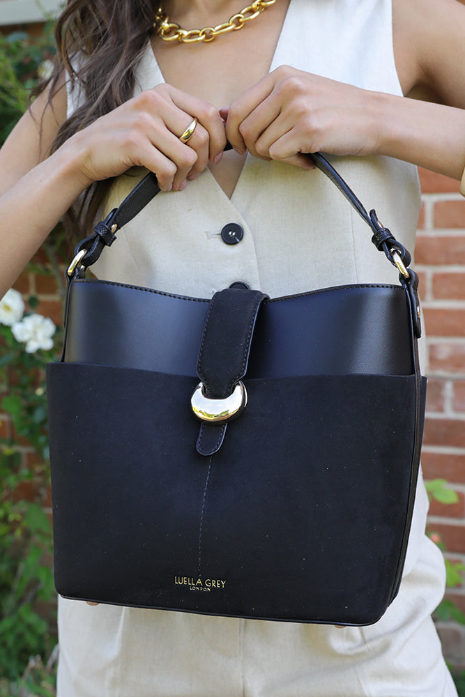 Indra Black Bucket Crossbody