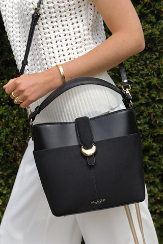 Indra Black Bucket Crossbody