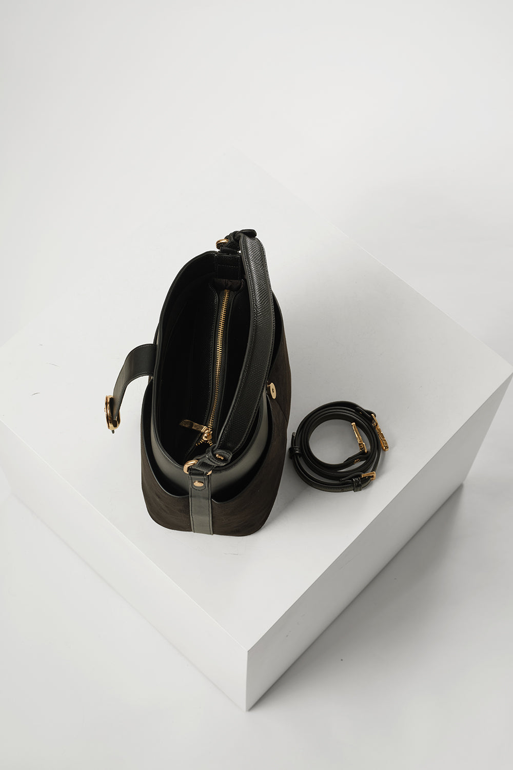 Indra Black Bucket Crossbody