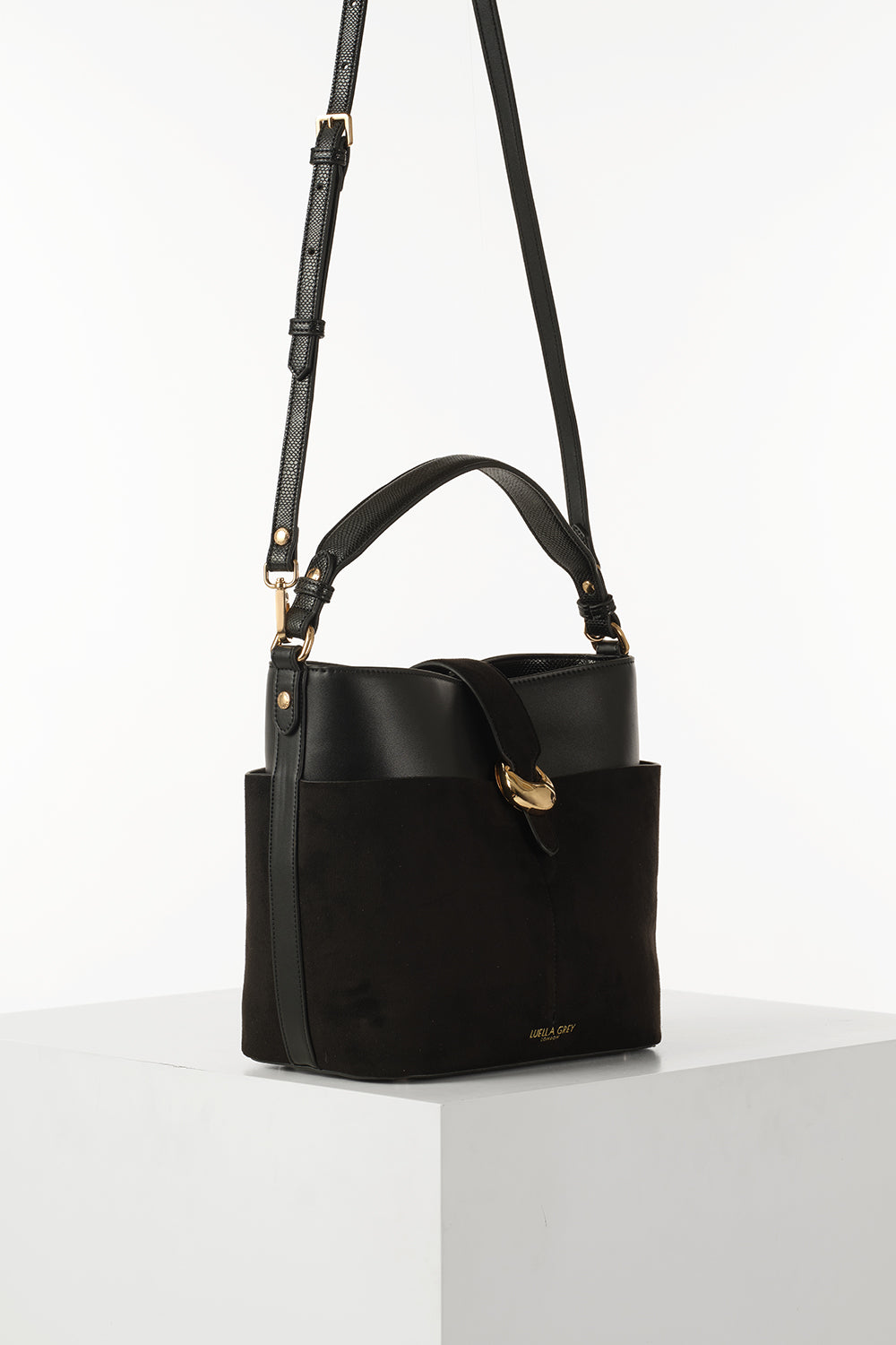 Indra Black Bucket Crossbody