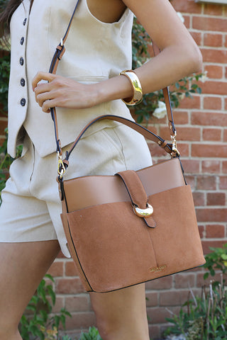 Indra Camel Bucket Crossbody