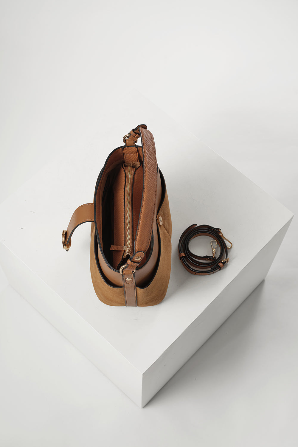 Indra Tan Bucket Crossbody