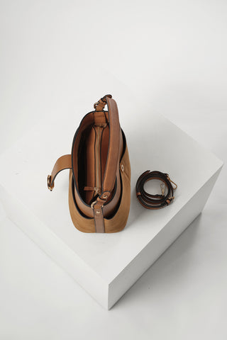 Indra Tan Bucket Crossbody