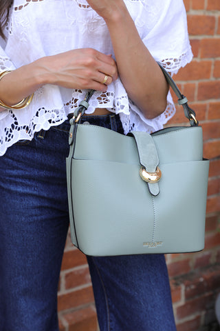 Indra Spearmint Green Bucket Crossbody