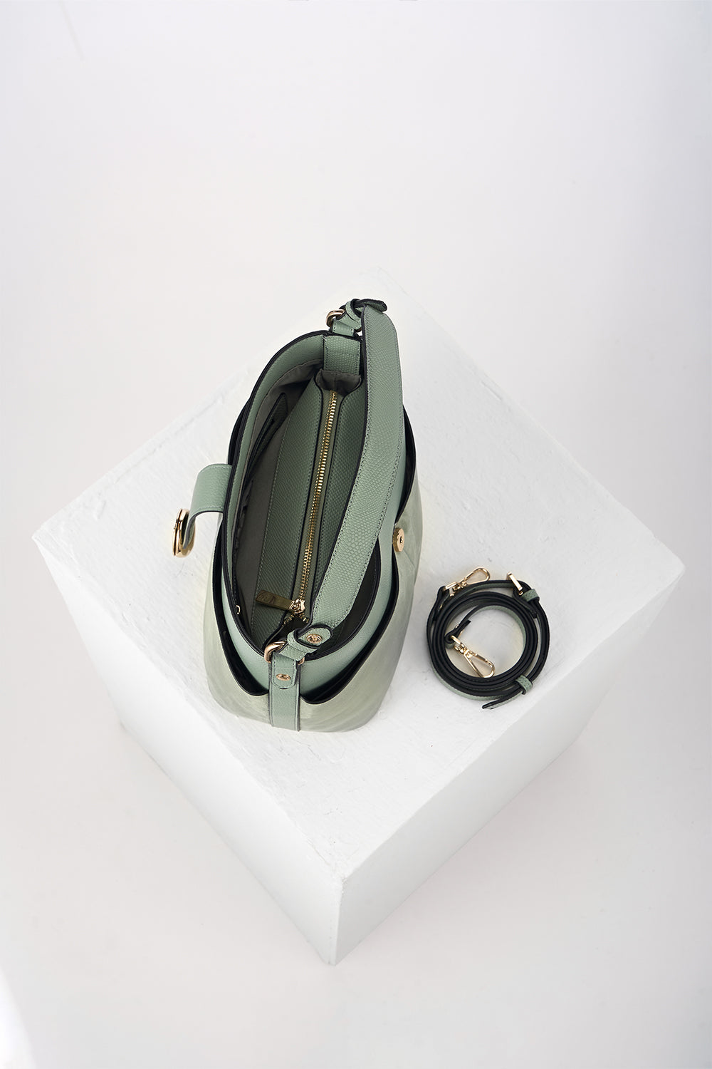 Indra Spearmint Green Bucket Crossbody